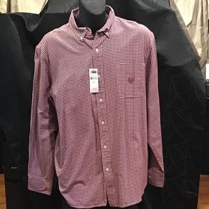 NWT Chaps Men’s long sleeve shirt , burgundy and white plaid